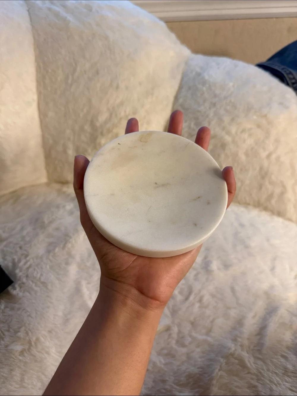 White Ivory Marble dish catch all soap candle